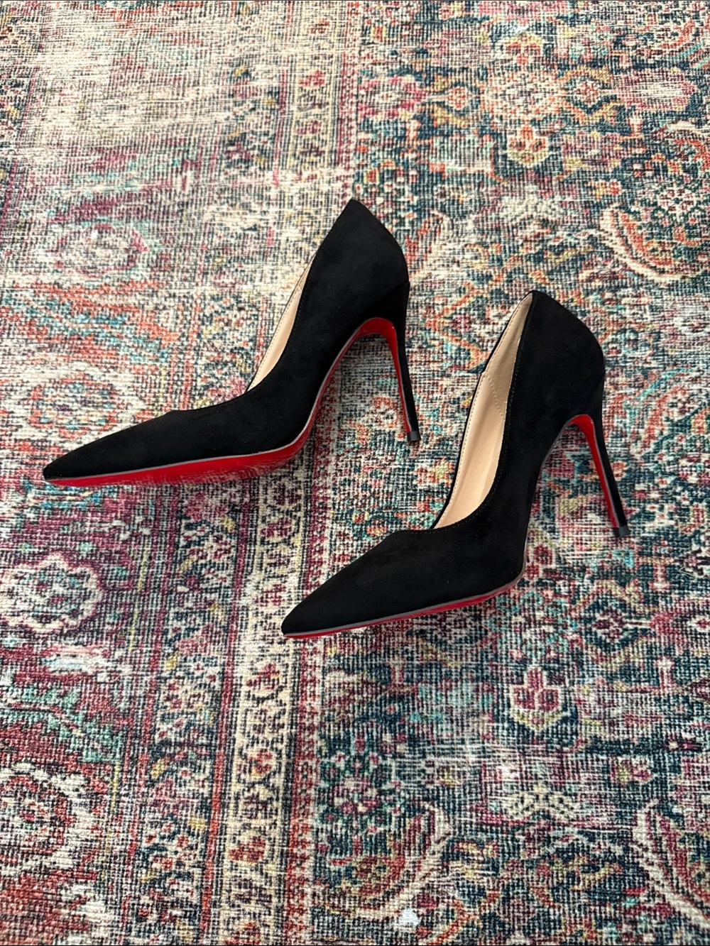 Black Suede Pointed Pumps